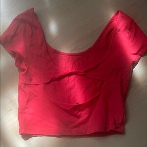 Red Women's Crop Top Open Back
